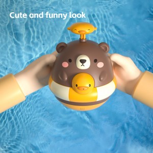 Infant Indoor Cartoon Roly-Poly Tumbler Toy Toddler Bathtub Water Sprinkler Gun Machine Cute Baby Pressing Bear Water Squirt Toy