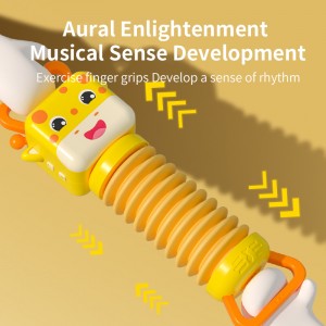Baby Cartoon Shape Light Up Musical Toys Newborn Infant Educational Enlighten Sensory Play Giraffe Accordion Toy for Kids