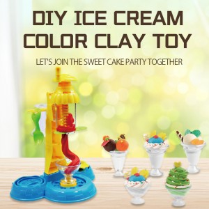 Custom Funny Ice Cream Nagħmlu Clay Magni Set Preschool Kids Edukattivi DIY Kulur Għaġina Mold Play Toy Kit