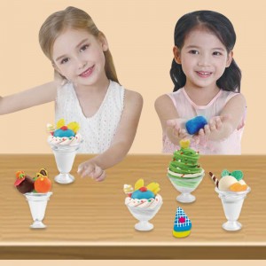 Custom Funny Ice Cream Nagħmlu Clay Magni Set Preschool Kids Edukattivi DIY Kulur Għaġina Mold Play Toy Kit