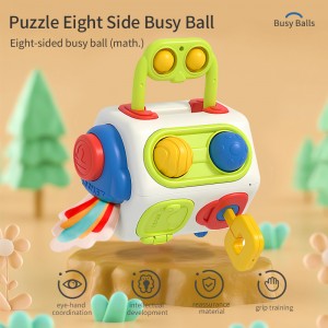 Дитяча багатоцільова освітня іграшка «Неправильний октаедр» для дітей раннього віку. Багатофункціональний центр активності. Дитячий сенсорний куб.