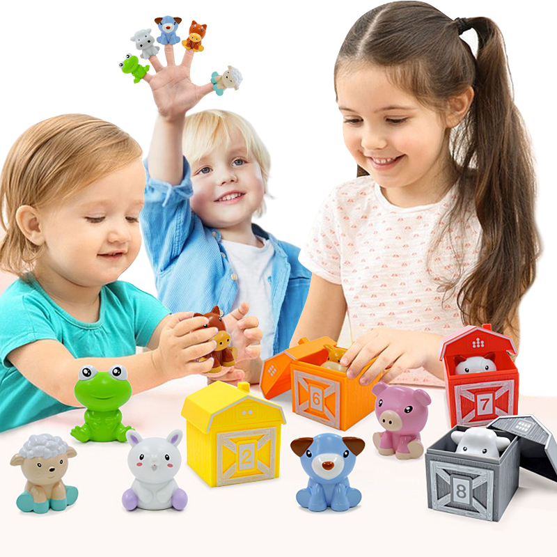 Niños Nadal, aniversario, regalo de Pascua, títeres de dedo de animais, xoguete a juego de cores, clasificación de conteo, xogo de motor fino, xoguete Montessori para bebé