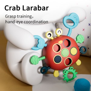 Nwa ọhụrụ Silicone Teething Toy Toy Finger Ọmarịcha nka Mmega ahụ Lala Toy Montessori Interactive Baby Sensory Pull String Crab Toy