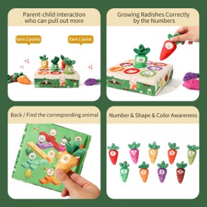 Montessori Carrot Harvest Game Educational Color/ Number Sorting Matching Toy Puzzle Baby Developmental Plush Radish Pulling Toy