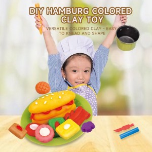Children Educational Funny Hamburger Clay Model Clay Set DIY Colored Plasticine Plastic Cutter Roller Tools Kids Play Dough Toy