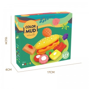 Barudak Atikan Lucu Hamburger Clay Modél Clay Set DIY Warna Plasticine Plastik Cutter Roller Alat Kids Play Adonan Toys