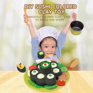 ເດັກນ້ອຍ Montessori Sushi ຊຸດເຄື່ອງມືດິນເຜົາ DIY Playdough Rollers ແລະເຄື່ອງຕັດສີທີ່ສ້າງສັນຂອງຫຼິ້ນ Plasticine ສໍາລັບເດັກນ້ອຍຊາຍເດັກຍິງ