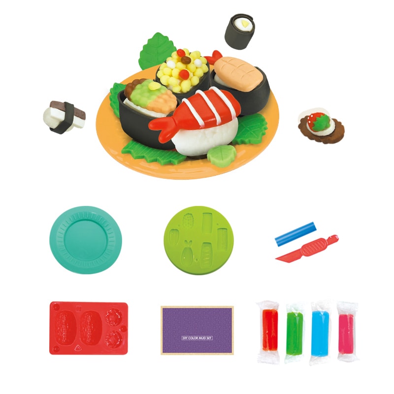 4 kleuren Plasticine Handgemaakte Kit Creatieve Sushi Boetseerklei DIY Speelgoed Plasticine Kinderen Intellectuele Speeldeeg Speelgoed Set