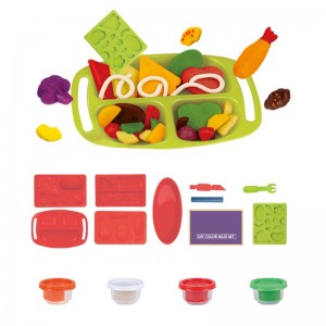 Barn låtsaslek DIY Lunch Mat Modellering Lera och verktyg Leksakskit Icke giftig Färgglad plastin Pedagogisk lekdegsset för barn