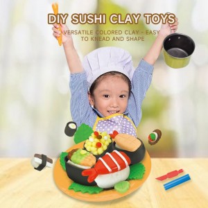 4 Launuka Filastik Kit ɗin Hannun Ƙirƙirar Sushi Modeling Clay DIY Toys Plasticine Yara na Hannun Wasa Kullu Saitin Wasan Wasa