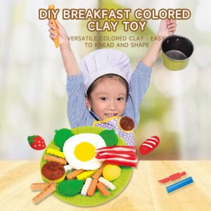 Kinderen Vroege Educatieve Diy Gekleurde Klei Ontbijt Maken Mold Kit Plastic Cutter Rollers Tool Niet-giftig Gekleurd Deeg Speelgoed