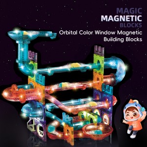 Svetleče v temi magnetne gradbene igrače dirkalne steze osvetlijo plastične magnetne priključne ploščice otroški gradniki marmorna žoga za tek