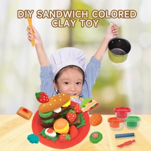 Kreative børn Air Dry Clay Modeling Art and Craft Kit Førskolebørn DIY Sandwich Morgenmad Plasticine Legetøj Udvikling af legedej