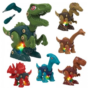 Детский набор для игры в динозавра, винтовое соединение, животное, детская сборка своими руками, строительная игрушка-динозавр с музыкальным светом