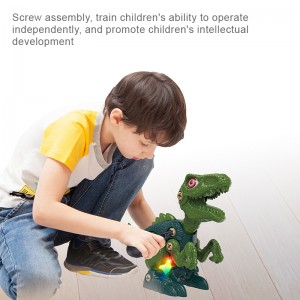 Children STEM Take Part Dinosaur Play Kit Screw Connecting Animal Kids DIY Assemble Construction Dinosaur Toy with Music Light