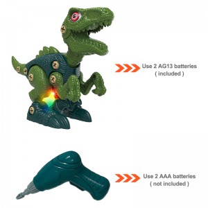 STEM Anak-anak Ambil Bagian Kit Bermain Dinosaurus Sekrup Penghubung Hewan Anak-anak DIY Mainan Dinosaurus Konstruksi Rakitan dengan Lampu Musik
