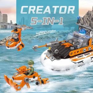 172 stuks City Coast Guard Boublok Stel STOOM DIY Skroewe Moere Monteer Vragmotor Helikopter Boot Konstruksie Speelgoed vir Kinders