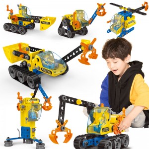 117 adet 6-in-1 şehir inşaat kamyonu atalet modeli DIY yapı kiti ekskavatör çocuk el STEM mühendislik oyuncakları çocuklar için