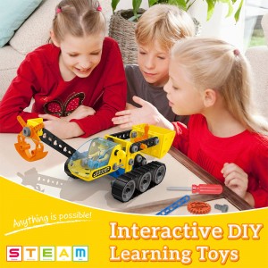 117PCS 6-in-1 City Construction Truck Inertia Model DIY Building Kit Excavator Children Hand on STEM Engineering Toys for Kids