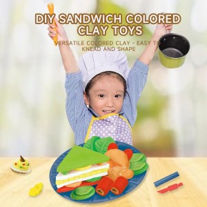 DIY Clay Sandwich Making Mould Play Kit Creative Cutter Roller Kids Hand-on හැකියාව පුහුණු දරුවන් සඳහා අතින් සාදන ලද පිටි ගුලිය සෙල්ලම් බඩු