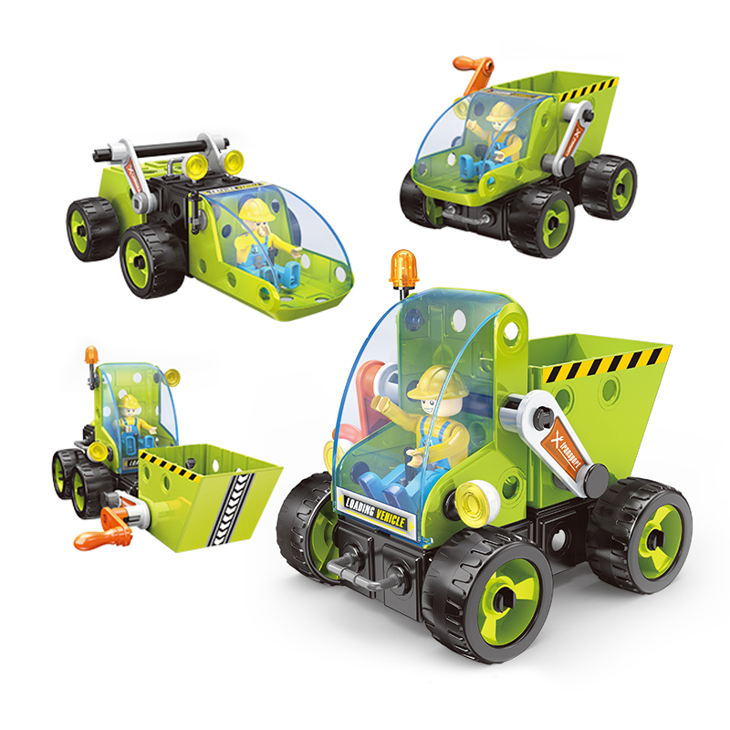 Комплект играчки за предучилищно обучение Направи си сам Инженерингово превозно средство STEM Learning 60 бр. 4-в-1 градивен камион за деца