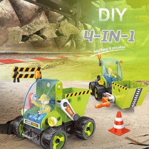 Preschool Educational DIY Assembly Engineering Vehicle Toy Set STEM Learning 60pcs 4-In-1 City Truck Building Block for Kids