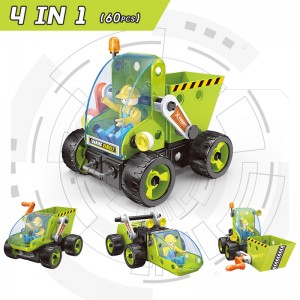 Conjunt de joguines de vehicles d'enginyeria de muntatge de bricolatge educatiu per a preescolars STEM Learning 60 unitats 4 en 1 blocs de construcció de camions de ciutat per a nens