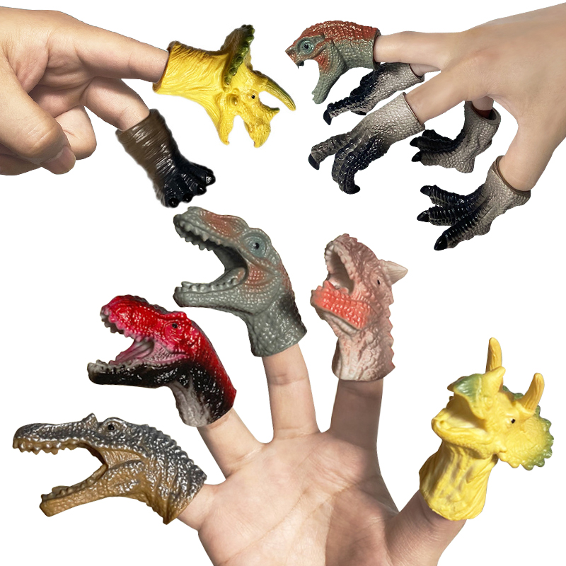 Novelty Dino Hands Finger Puppet Set Animals Puppet Show Theater Props Party Favors Plastic Dinosaur Finger Puppets Toy for Kids
