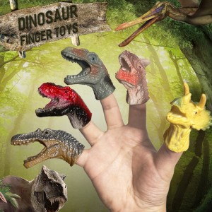 ʻO nā lima hou o Dino Lima Puppet Set Animals Puppet Show Theater Props Party Favors Plastic Dinosaur Finger Puppet Toy for Kids