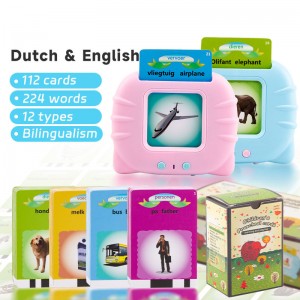 Custom Dutch-English Sight Words Learning Machine 112PCS Talking Flash Cards Autistic Children Speech Therapy Toys for Kids