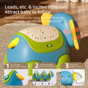Toddler Gift Remote Control Walking Elephant Plastic Music & Light Animal Baby Learning Crawling Electric Elephant Toys for Kids
