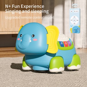 Toddler Gift Remote Control Walking Elephant Plastic Music & Light Animal Baby Learning Crawling Electric Elephant Toys for Kids
