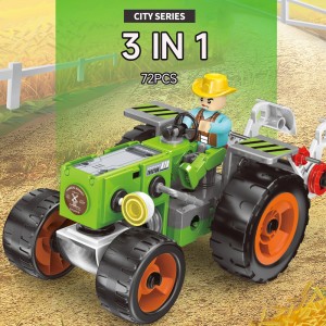 3-in-1 DIY Assembly Agriculture Truck Toy Harvester Plow Machine Construction Set City Vehicle Farm Tractor Building Kit For Kids