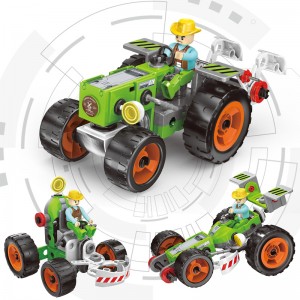 „Trys viename“ „pasidaryk pats“ žemės ūkio sunkvežimių žaislinių kombainų plūgų mašinų konstrukcijų rinkinys miesto transporto priemonės ūkio traktoriaus konstravimo rinkinys vaikams