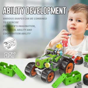 3-in-1 DIY Assembly Agriculture Truck Toy Harvester Plow Machine Construction Set City Vehicle Farm Tractor Building Kit For Kids