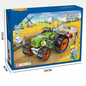 बच्चों के लिए 3-इन-1 DIY असेंबली कृषि ट्रक खिलौना हार्वेस्टर हल मशीन निर्माण सेट सिटी वाहन फार्म ट्रैक्टर बिल्डिंग किट