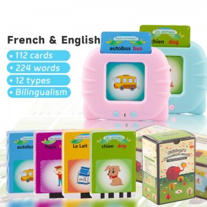 Kartu Flash Berbicara Bilingual Perancis-Inggris Kustom 112 Buah 224 Isi Kata Penglihatan Mesin Pembelajaran Anak-anak Mainan Montessori Anak-anak