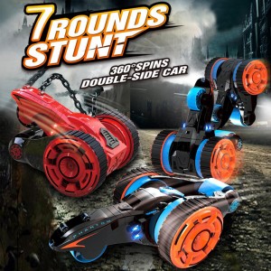 I-360 Degrees Rotation Remote Control Vehicle toys USB Rechargeable Deformation Rc Stunt Car with Cool Light