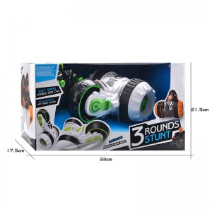 USB-oplaadbere 3-rondes Batterij-oandreaune remote control Flip Tricycle Cool Rc Rolling Stunt Car Toy foar Kids Boys Gift