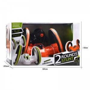 ភ្លើងត្រជាក់ RC Stunt Car Children Boy Surprise Gift កង់ធំពីរបង្វិល Flip Radio Control Stunt Car Toys for Wholesale