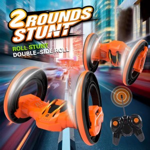 Cool Lighting RC Stunt Car Երեխաներ տղա Անակնկալ նվեր Երկու մեծ անիվներ Պտտվող շրջադարձային ռադիո վերահսկիչ Stunt Car խաղալիքներ մեծածախ վաճառքի համար