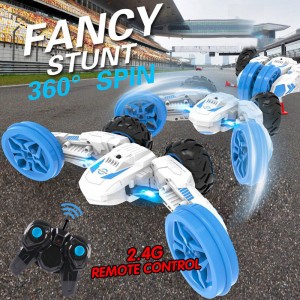 बच्चों की फैंसी लाइट अप फ्लिप स्टंट कार 360 डिग्री रोटेशन ऑटो खिलौने 2.4 गीगाहर्ट्ज रिमोट कंट्रोल फ्लिप स्टंट आरसी कार