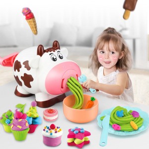 Children Pretend Play DIY Noddle Ice Cream Making Machine Clay Toys Color Plasticine Extruders Cutter Play Dough Tools For Kids
