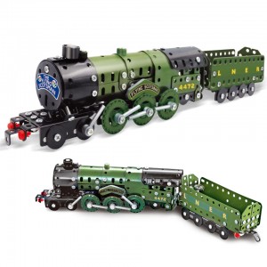 340 kosov DIY Gradbeni model vlaka Igrače Ustvarjalne ročne sposobnosti Gradbene igrače Otroška vijačna montaža Igrača iz kovinskih blokov
