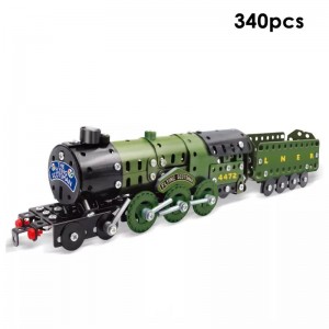 340 copë Lodra modeli të trenit për ndërtim DIY Lodra me aftësi krijuese për ndërtimin e lodrave për fëmijë Lodër me bllok metalik me vidë
