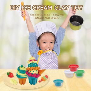 Yara Ƙirƙirar DIY Plasticine Kit Kids Hannun Koyarwar Iyawa Mai ban dariya Mai Launi Clay Ice Cream Yin Mold Dough Tool Toys