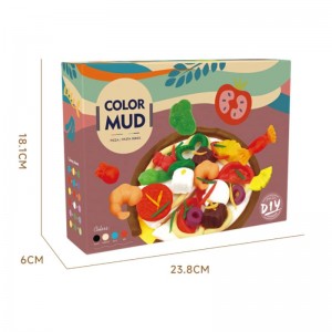 Երեխաները հավակնում են խաղալ նախաճաշի պիցցա պատրաստելու կավե հավաքածու DIY գունավոր պլաստիլինի և գործիքների հավաքածու Toddler Montesorri Kids Dough Toys