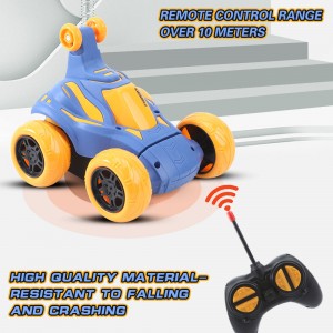Coche giratorio con control remoto recargable, juguete musical, vehículo de rotación de 360 ​​grados, luz intermitente genial, coche de acrobacias Rc para niños