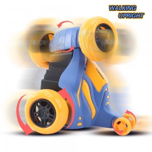 Oplaadbere ôfstânsbetsjinning Flip Spinning Auto Toy Musical 360 Graden Rotaasje Vehicle Cool Flashing Light Rc Stunt Car For Kids