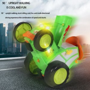 Rechargeable Children Remote Control Jumping Car Magic Flip Rolling Vehicle Toy Crazy Rc Stunt Car for Kids with Light and Music